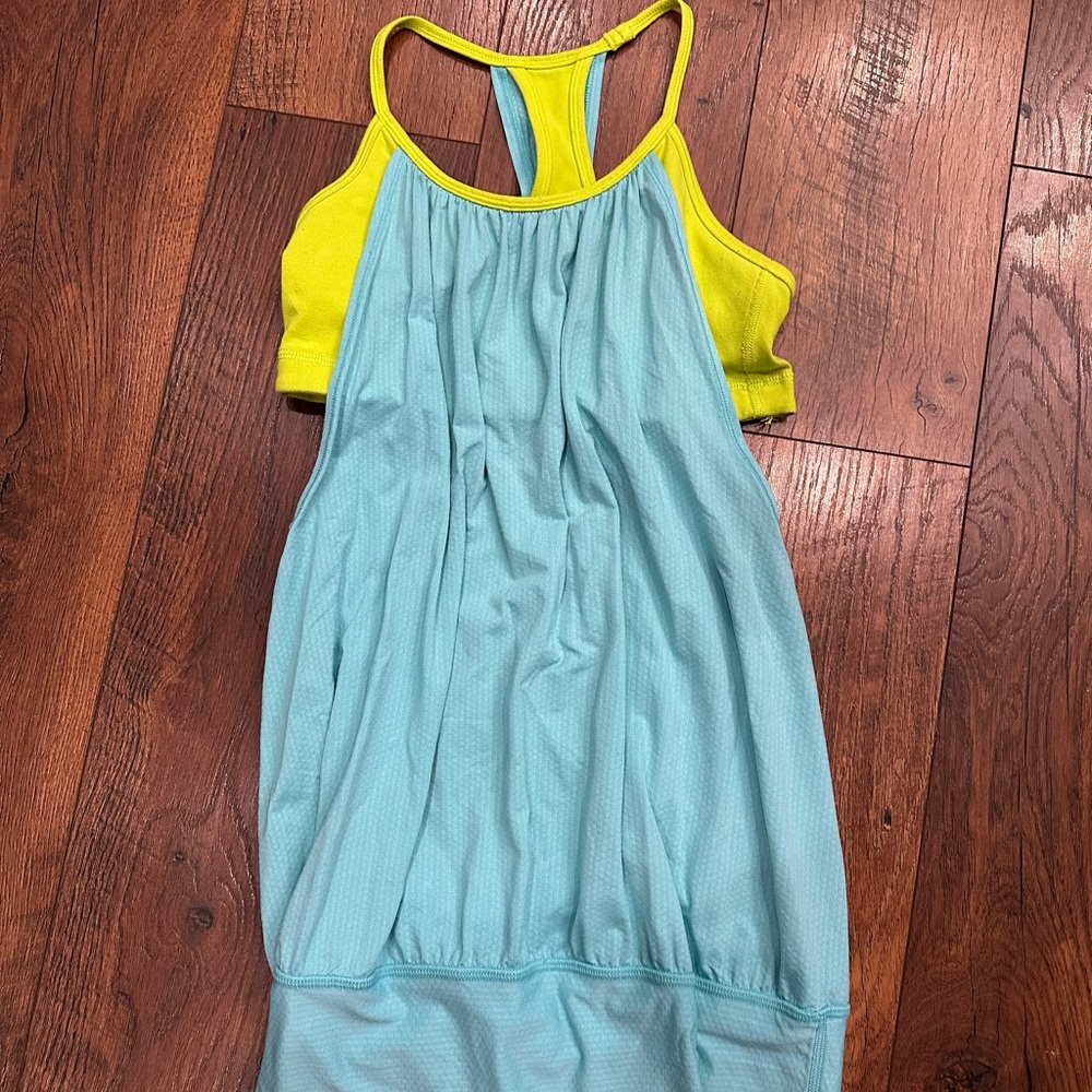 Lululemon Athletica Yellow and Light Blue Tank Top